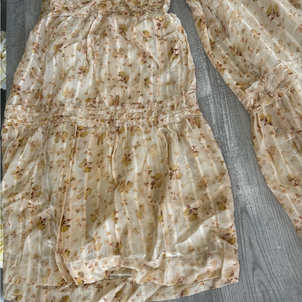 Free People Floral Cream Wide Leg Jumpsuit - Picture 3 of 8